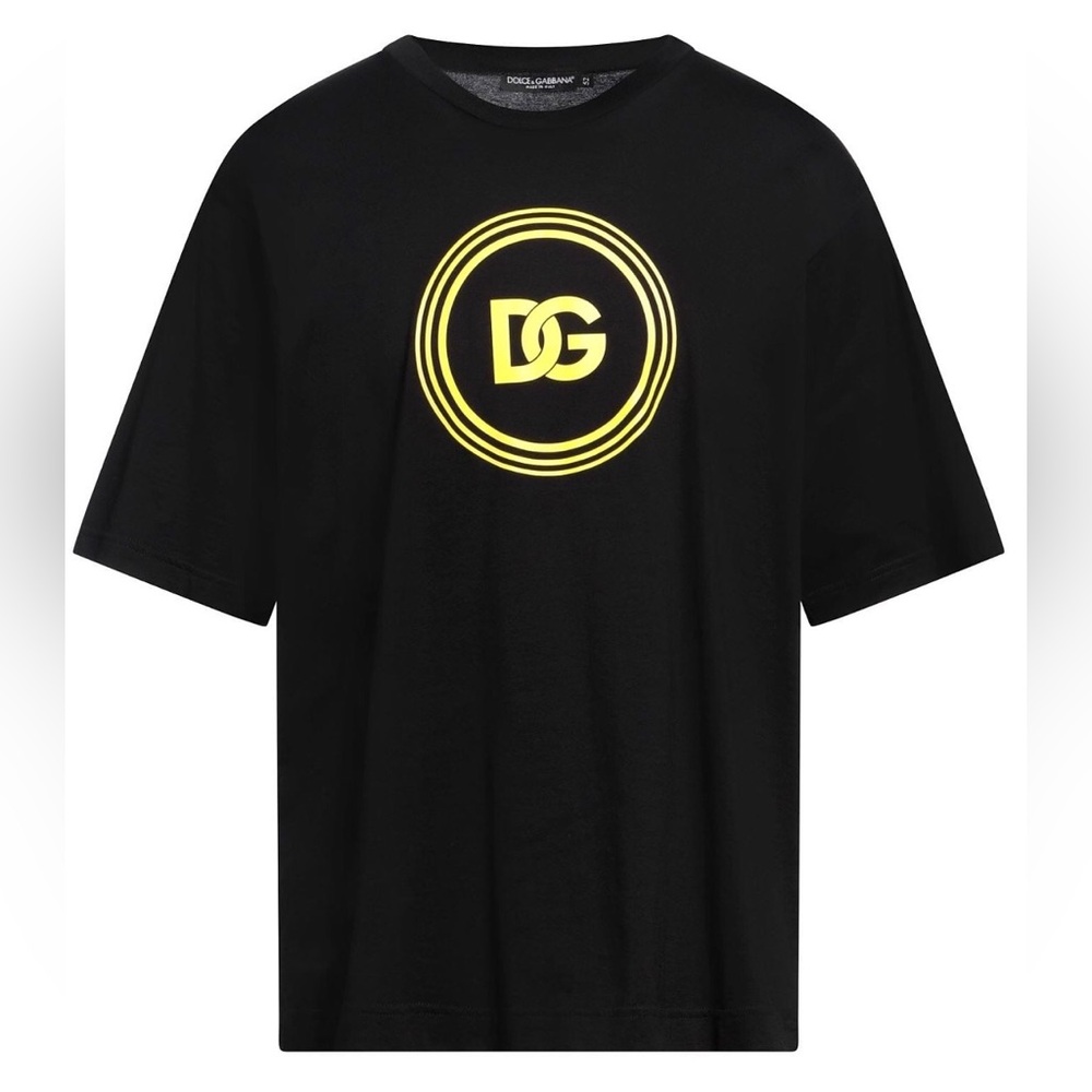 New Authentic Dolce & Gabbana Black Logo Print Cotton T-Shirt – Size 46 (Men)